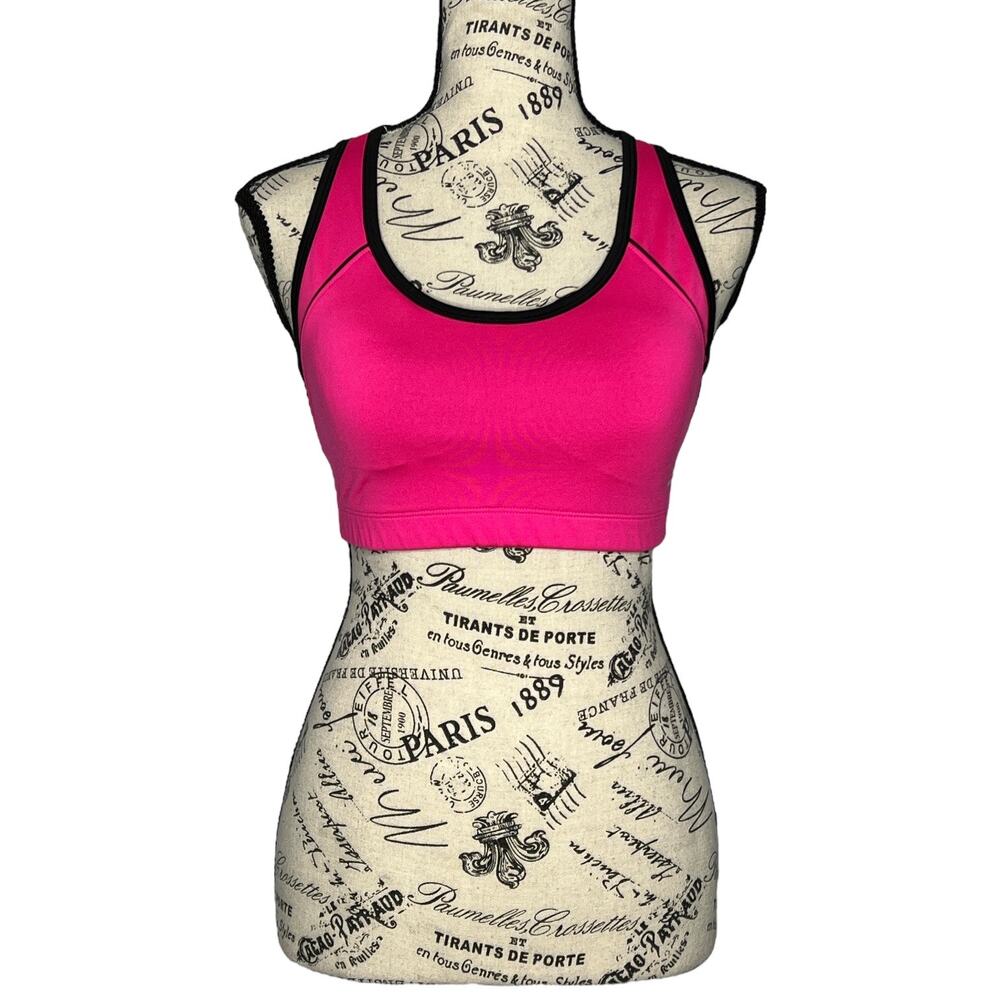 BCG (M) Pink Racerback Sports Bra Mesh Back Tru‑Wick Fabric Black Details